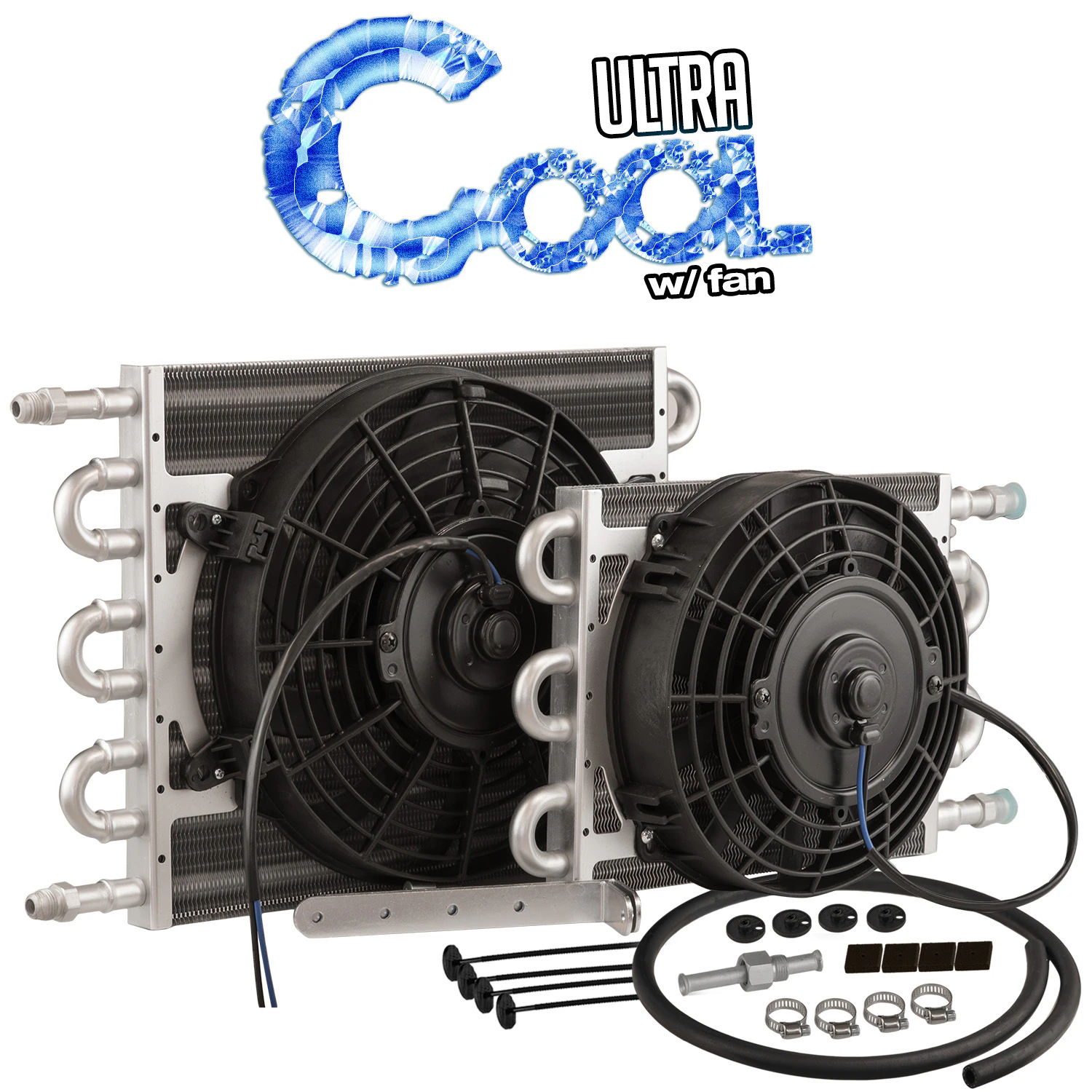 Proflow Transmission Cooler & Fan Kit Natural 10 in x 15.50 in Tube & Fin 10in. Fan 350CFM AN6 Inlet Outlet