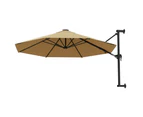 vidaXL Wall-Mounted Parasol with Metal Pole 300 cm Taupe