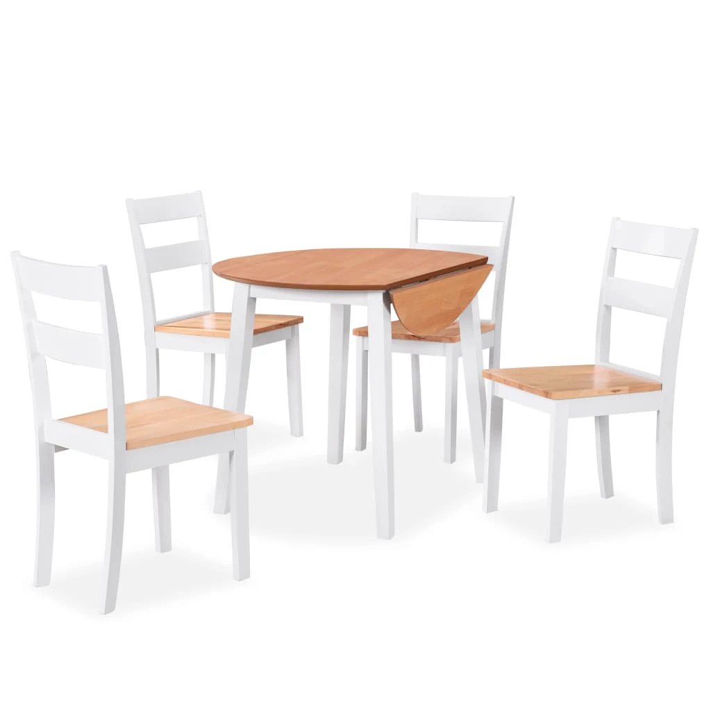 vidaXL Dining Set 5 Pieces MDF and Rubberwood White