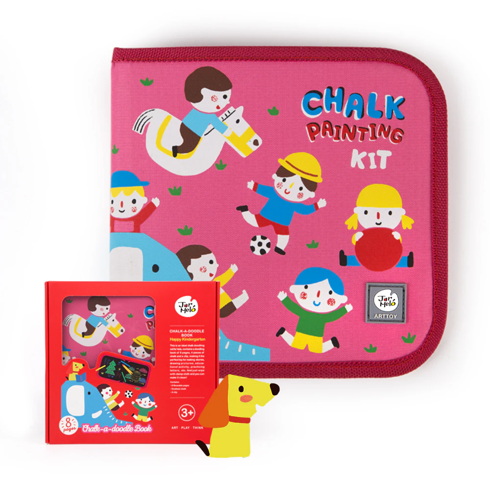 JarMelo Chalk-A-Doodle Book | Happy Kindergarten, Reusable Creative Drawing Set for Kids