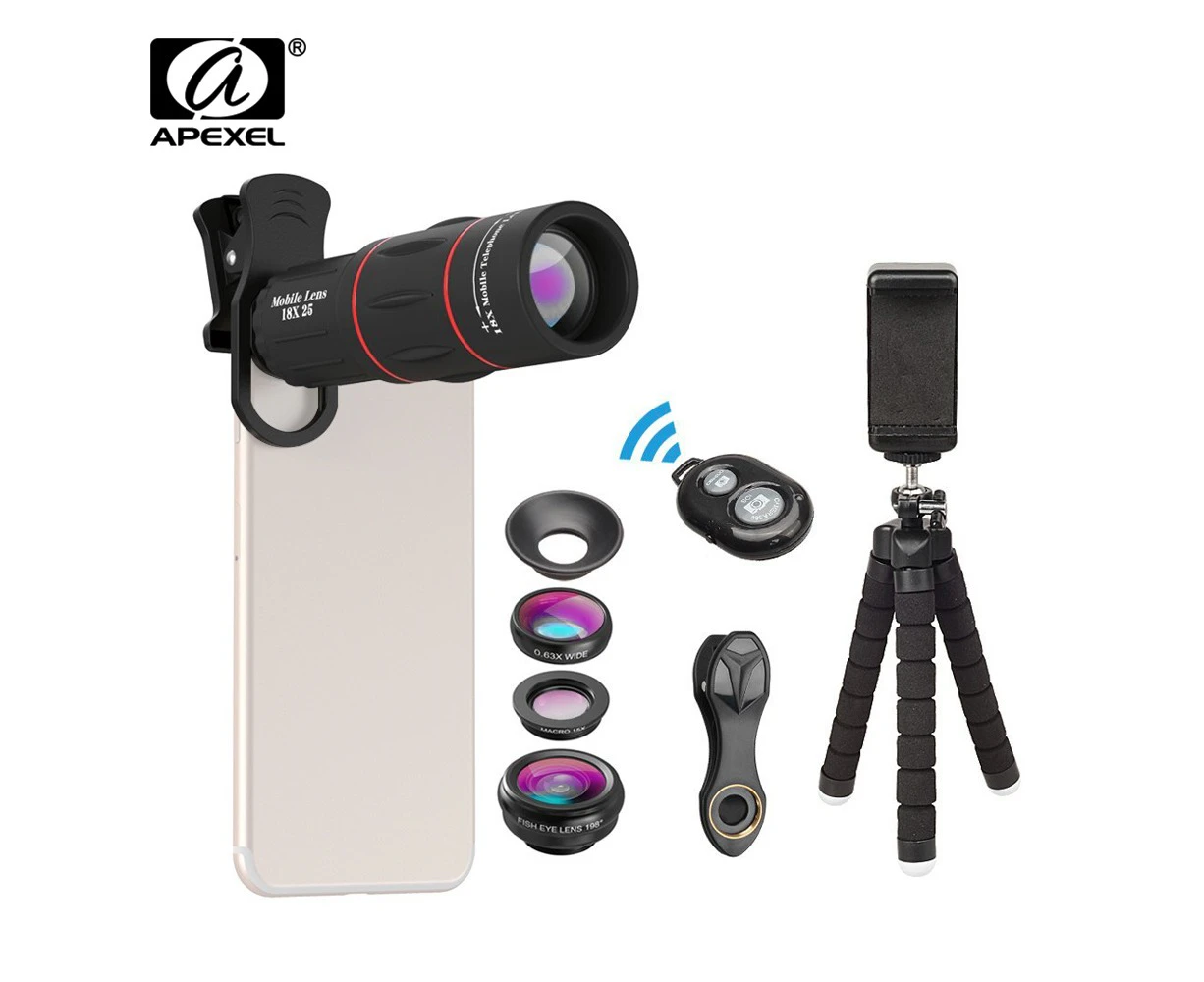 APEXEL APL-T18XBZJ5 Telephoto 4 in 1 Cellphone Lens Universal Kit