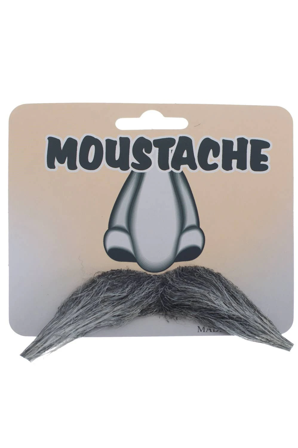 Stick On Pointed Fake Moustache - Grey Genuine Heaven Costumes - New