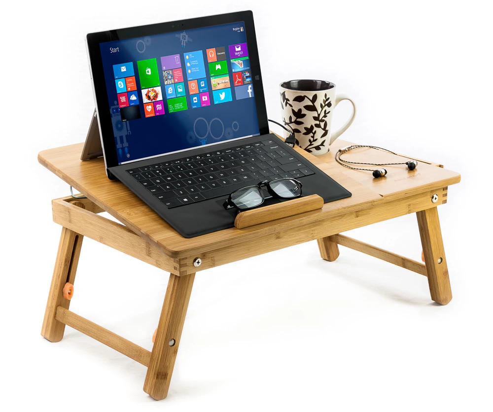 Aleratec Natural Bamboo Laptop Cooling Stand Up To 15in Bed Table Tray