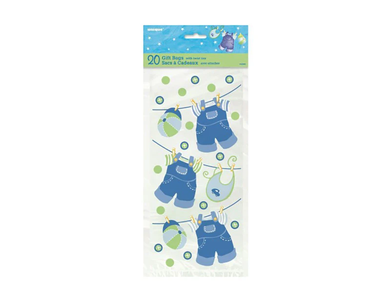 Blue Clothes Line Cello Bags 20 Pack