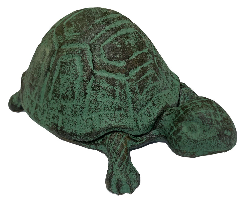 Mr Gecko Cast Iron Key Hider Turtle Small Garden Ornament Hand Made Verdigris