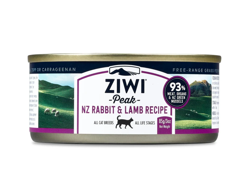 Ziwi Peak Moist Grain Free Cat Food - Rabbit & Lamb - 85g x 24 Cans