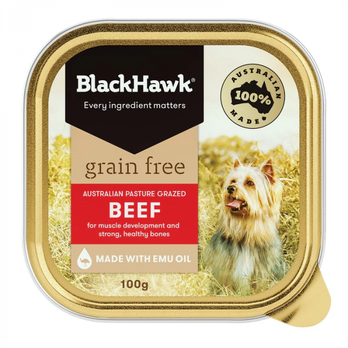 Black Hawk Grain Free All Breed Adult Dog Food Beef 9 x 100g