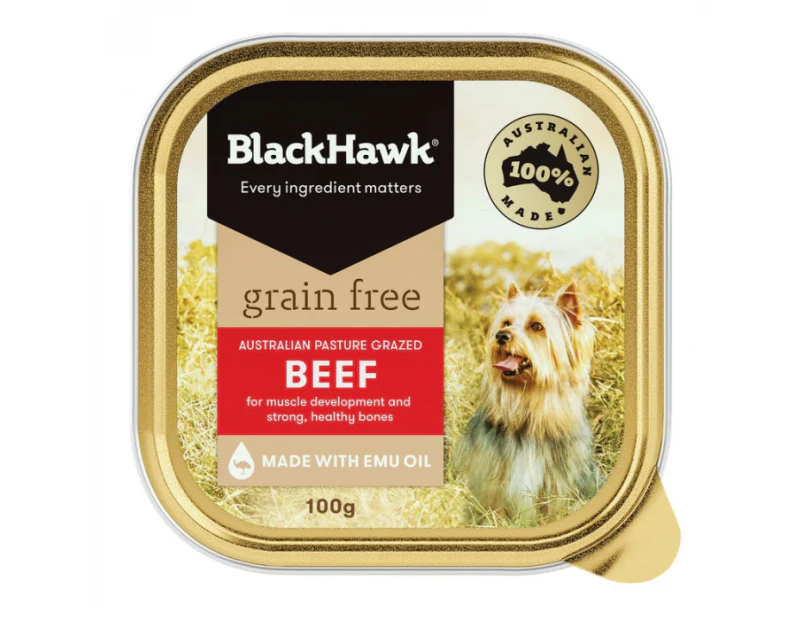 Black Hawk Grain Free All Breed Adult Dog Food Beef 9 x 100g