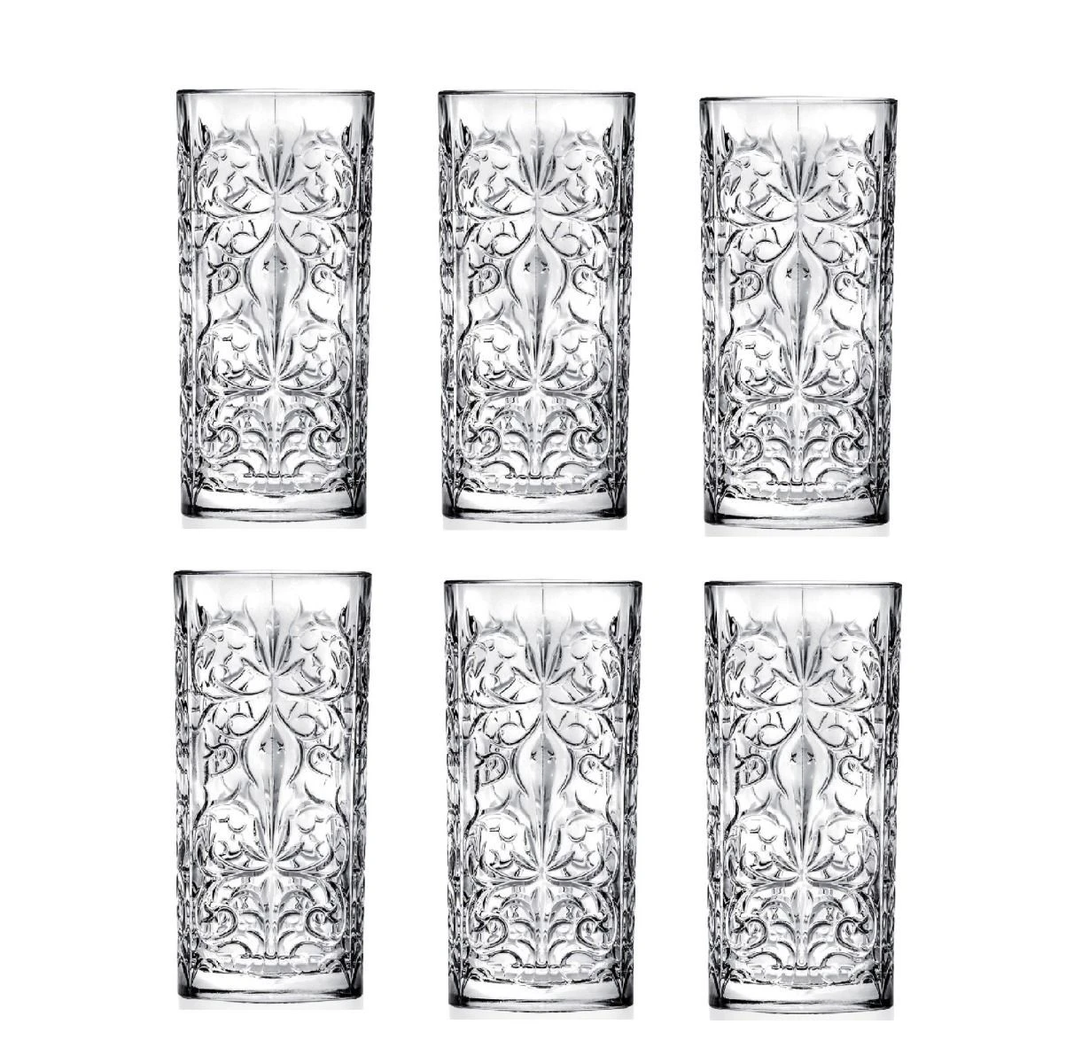 RCR Mixology Tattoo Crystal Highball Tumblers Set of 6 - 368ml