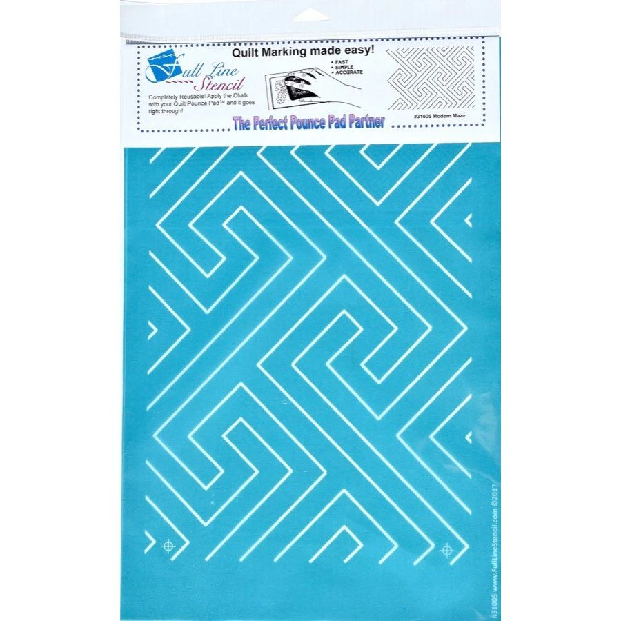 Quilting Full Line Stencil Modern Maze Reusable A3 use with Pounce 31005