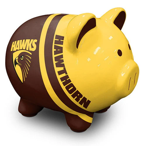 Hawthorn Hawks AFL Dolomite Piggy Bank Money Box with Coin Slot