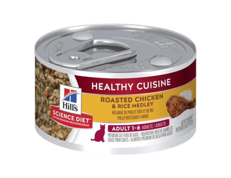 Hills Science Diet Adult Cat Healthy Cuisine Chicken and Rice Medley Canned Food 24x79g