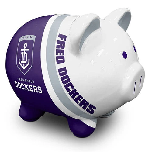 Fremantle Dockers Freo AFL Dolomite Piggy Bank Money Box with Coin Slot