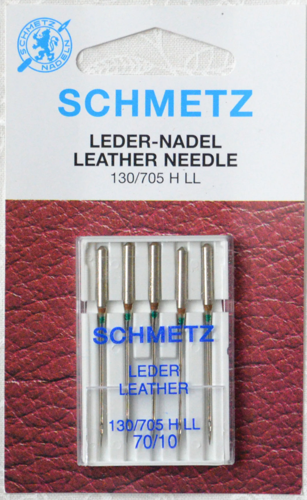 Schmetz Sewing Machine Needles, LEATHER Size 70 / 10, Pack of 5 Needles, 130/705H-J System