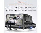 4" HD 1080P 3 Lens Car Reversing Cameras Dash Cam Dashboard Rearview Car DVR Camera 170 Video Recorder