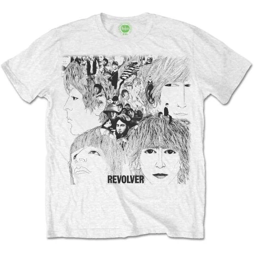 The Beatles T Shirt Revolver Album Cover Band Logo Official Mens - White