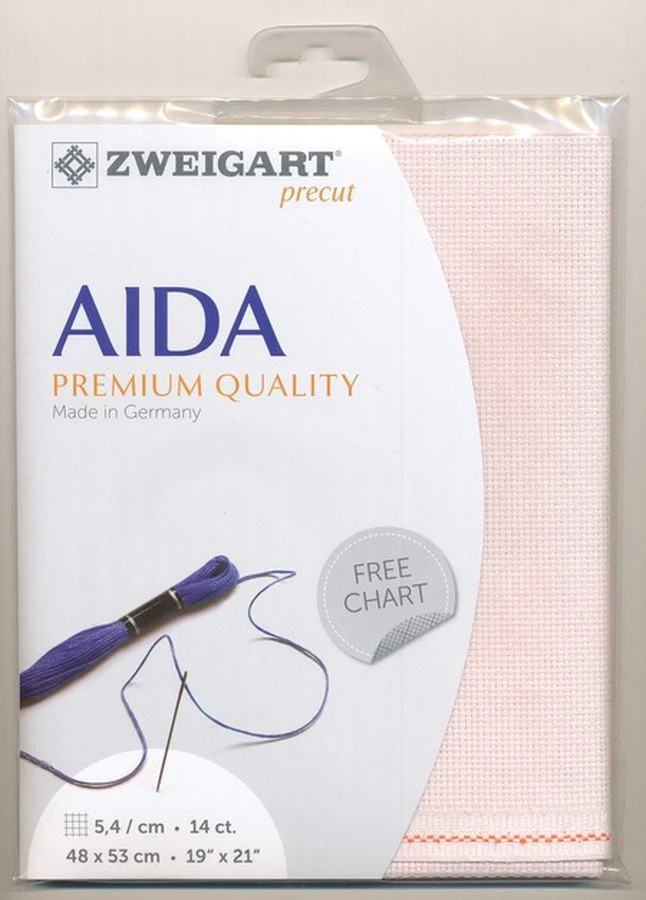 Zweigart Precut Aida 3706, 14Ct/5.4St 48x53cm Cotton Bo-Peep Pink