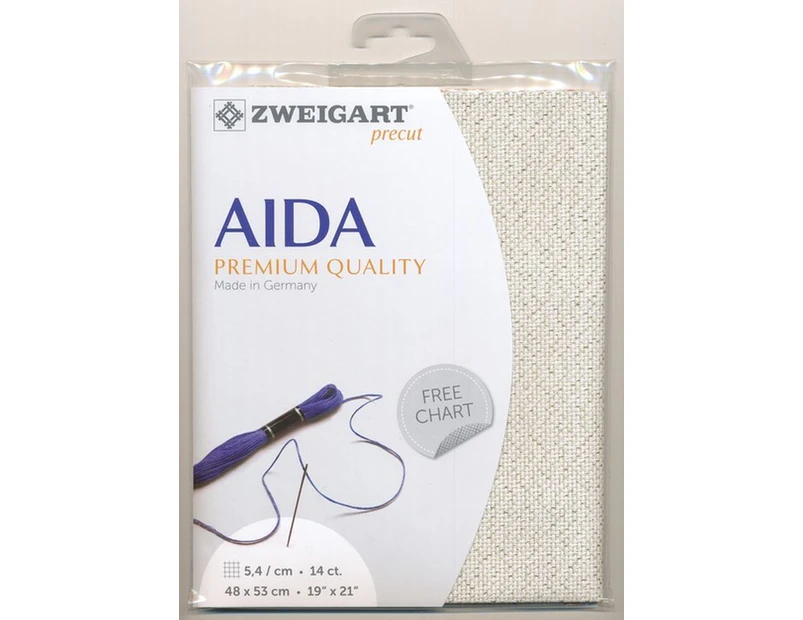 Zweigart Precut Aida Star 3706, 14Ct/5.4St 48x53cm Cott/Met.Poly 93/7 Gold / Cream