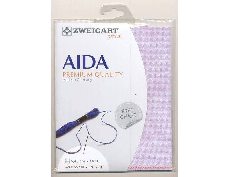 Zweigart Precut Aida 3706.5059 LILAC/LAVENDER, 14Ct/5.4St 48x53cm Cotton Vintage