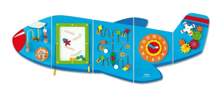 Viga Educational Wooden Airplane Wall Game, Motor skills, Activities Toy