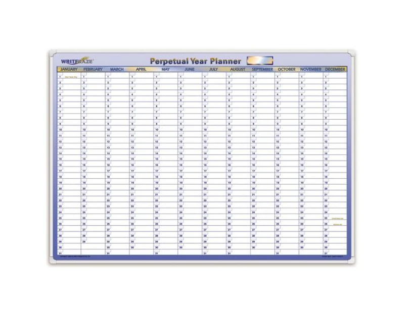 Perpetual Year Planner Writeraze QC2 Laminated 500x700mm 12805