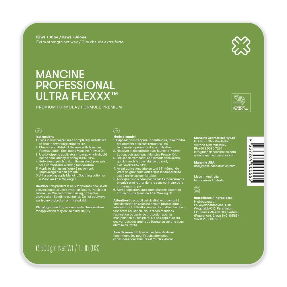 Mancine - Hot wax - Kiwi & Aloe Ultra Flexxx 500g