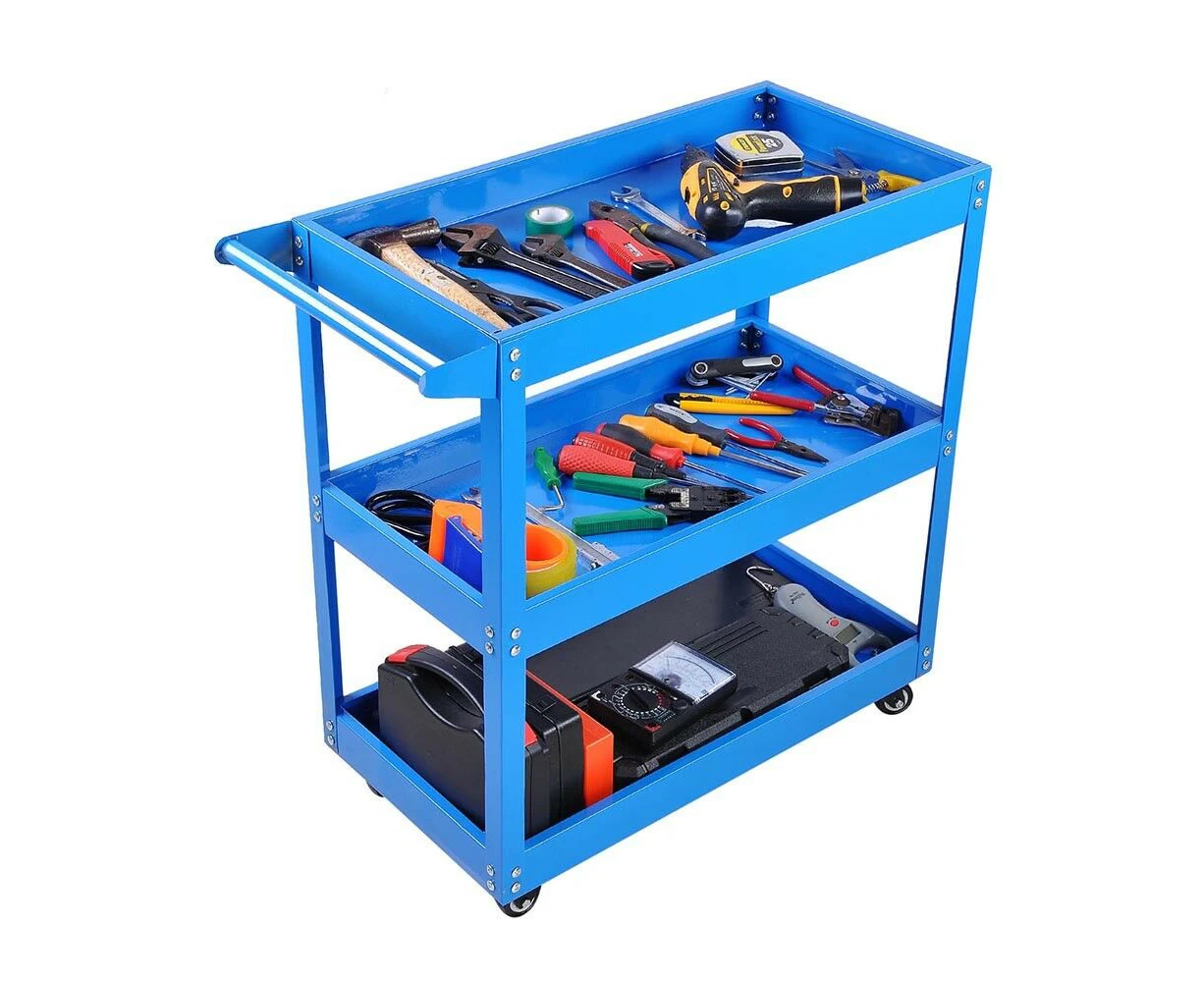 200KG Load 3 Tier Tool Cart Metal Trolley Mechanic Handyman Lockable Heavy Duty