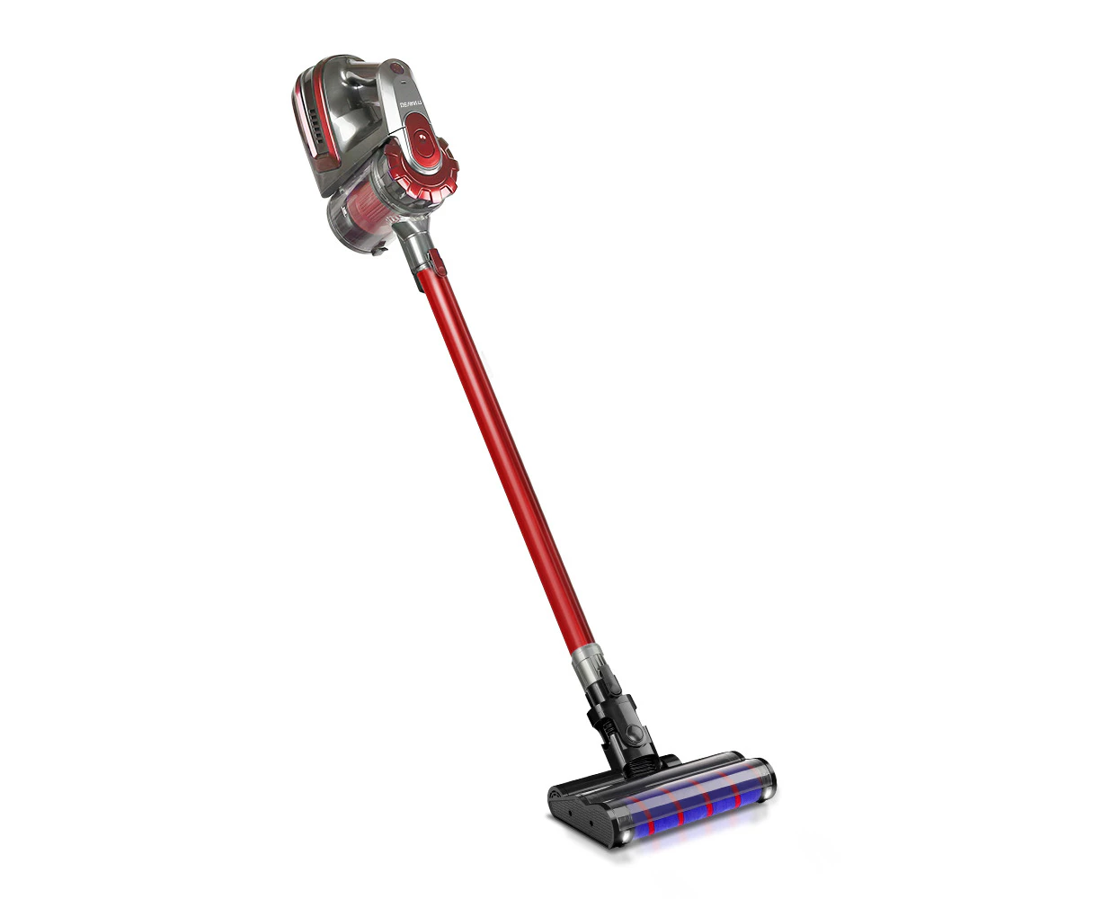 Devanti 150W Stick Handstick Handheld Cordless Vacuum Cleaner 2-Speed with Headlight Red