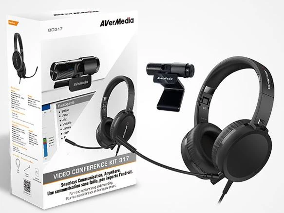 AVERMEDIA AH313 Podcast, Conference Kit, CAM313 Live Stream @ 1080P + AH313 High Quality Over the ear Headset with Mic. USB Plug and Play,  Retail