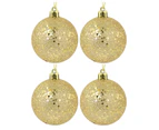 Gold Metallic Sequins & Glitter Coated Christmas Baubles - 12 x 60mm