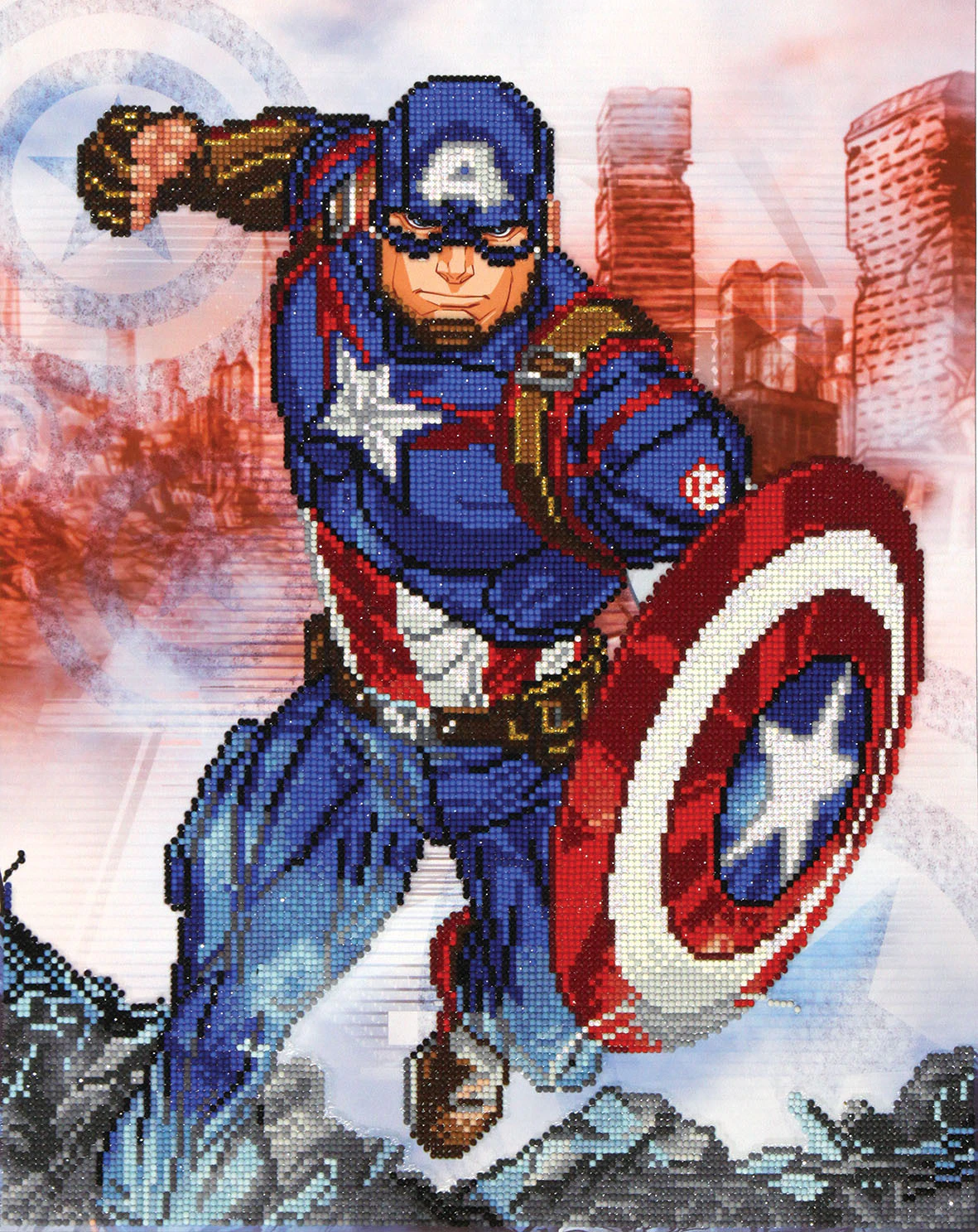 MARVEL CAP IN ACTION 5D Embroidery Facet Art Kit by Diamond Dotz