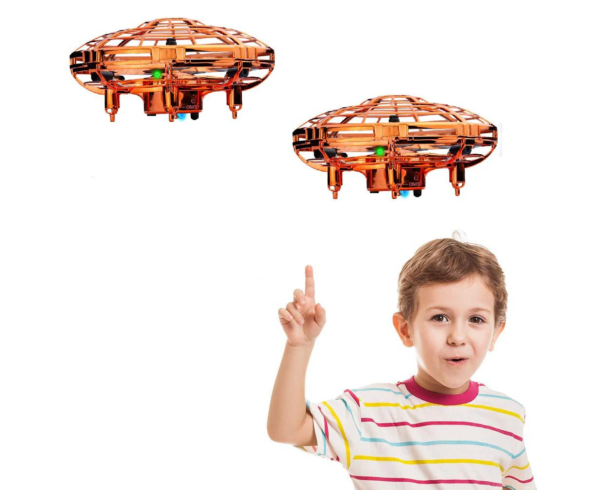 Catzon 2Packs Flying Toy Drones Hand Operated Mini Drone Helicopter Toys for Boys and Girls Gold