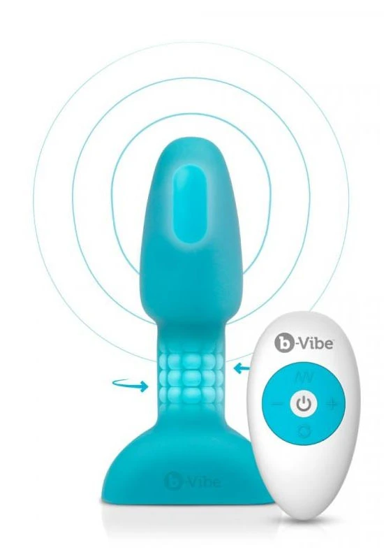 b-Vibe USB Rechargeable Rimming Butt Plug - Petite - Blue, Teal