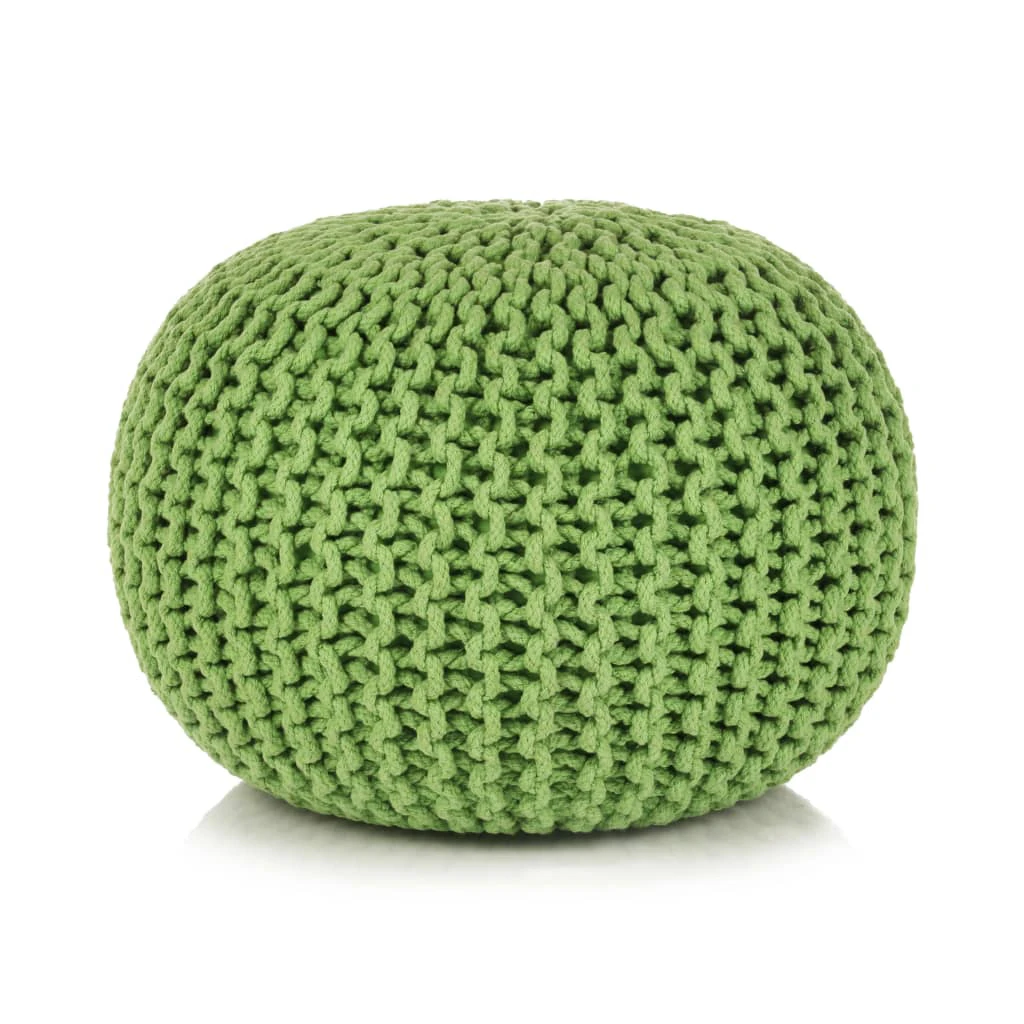 vidaXL Hand-Knitted Pouffe Cotton 50x35 cm Green