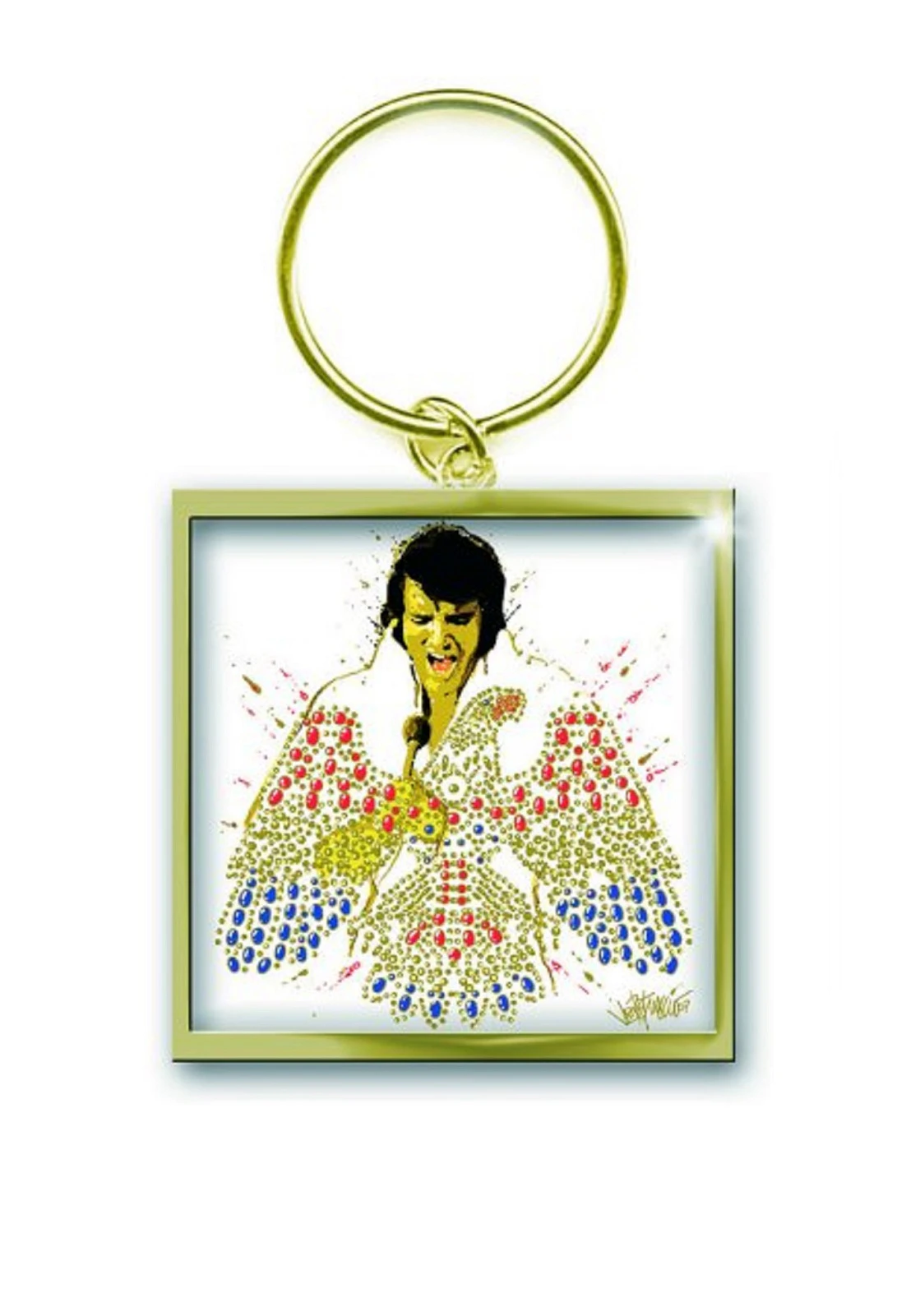 Elvis Presley Keyring Keychain American Eagle Official  Gold