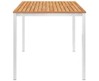 vidaXL Garden Dining Table 160x80x75 cm Solid Teak Wood and Stainless Steel