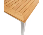 vidaXL Garden Dining Table 160x80x75 cm Solid Teak Wood and Stainless Steel