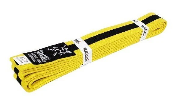 Yamasaki Coloured Martial Arts Belts (With Black Stripe) - Yellow/Black