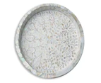 Zohi Interiors Mother of Pearl Inlay Small Round Tray in White