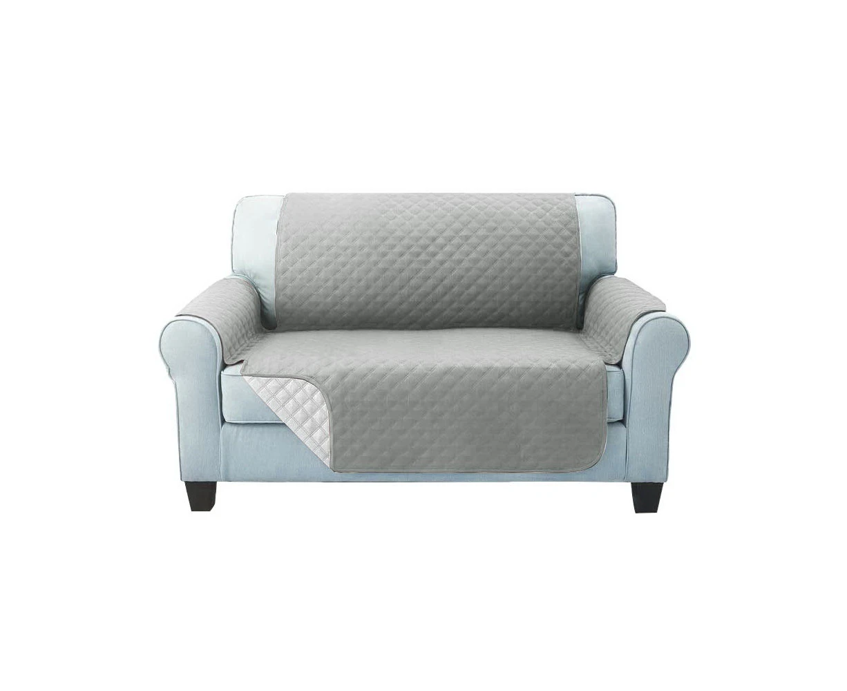 Sofa Cover Quilted Couch Covers Protector Slipcovers 2 Seater Grey