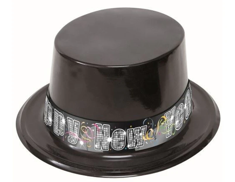 Countdown New Yr Plastic Top Hat Black