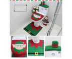 4pcs Christmas Toilet Seat Cover Rug Bathroom Set Santa Snowman Xmas Home Décor - Elf