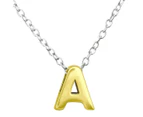 Gold plated Sterling Silver Letter A  Pendant Necklace