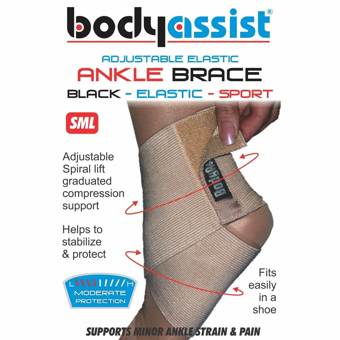 Bodyassist Adjustable Elastic Ankle Brace