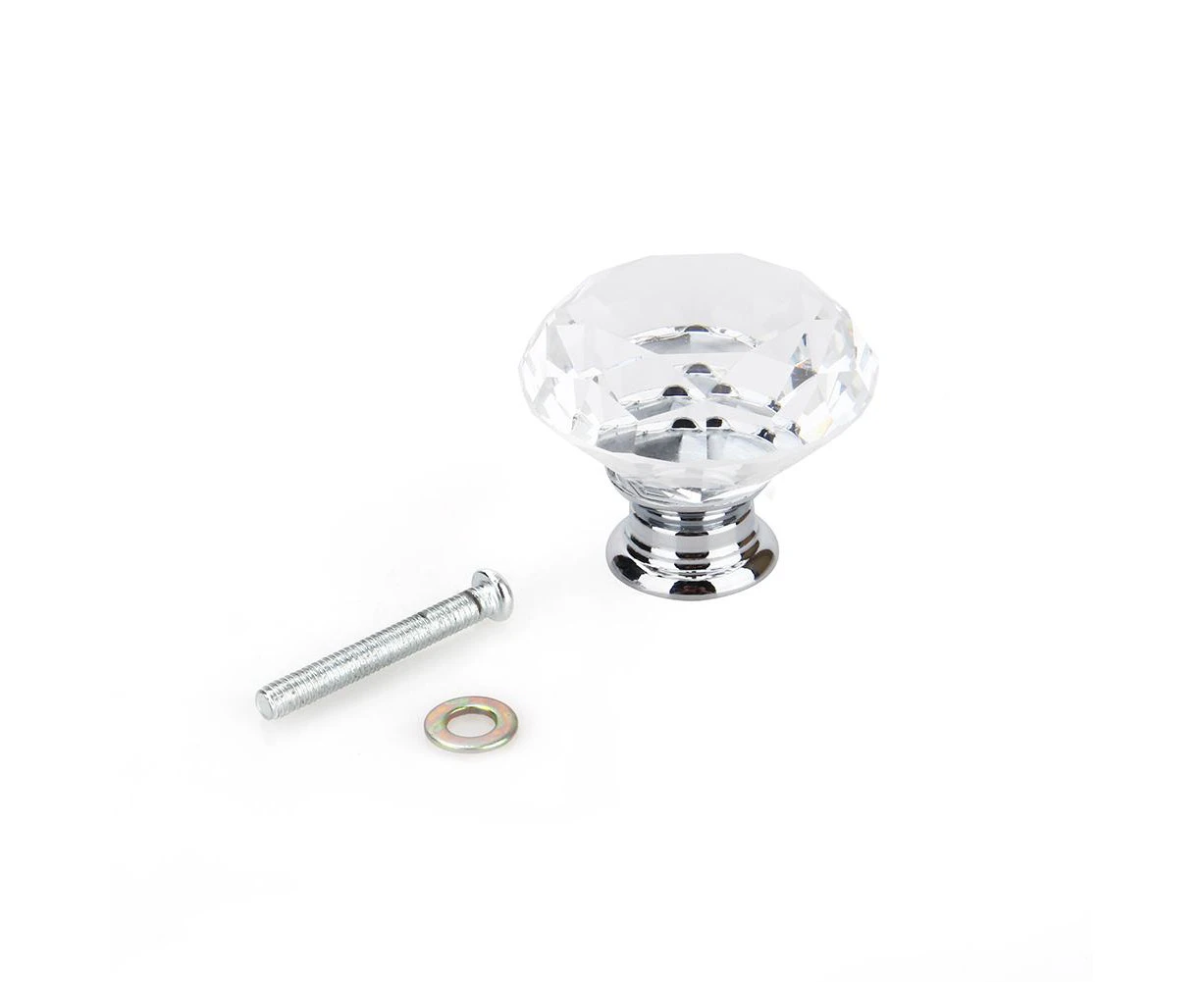 Clear Crystal Glass Door Knobs Drawer Cabinet Furniture Kitchen Handle Door Hard 8Pcs Sets 40mm