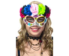 Day of the Dead Rainbow Flower Sugar Skull Masquerade Mask Genuine Elevate Costumes - New