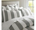 Oxford Stripe Quilt Cover Set Double - Charcoal