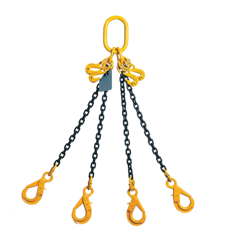 CHAIN SLING GR80 4 LEG 8MM X 3M W.L.L 3500KG C/W 4XSHORTENING HOOK & 4XSAFETY HO