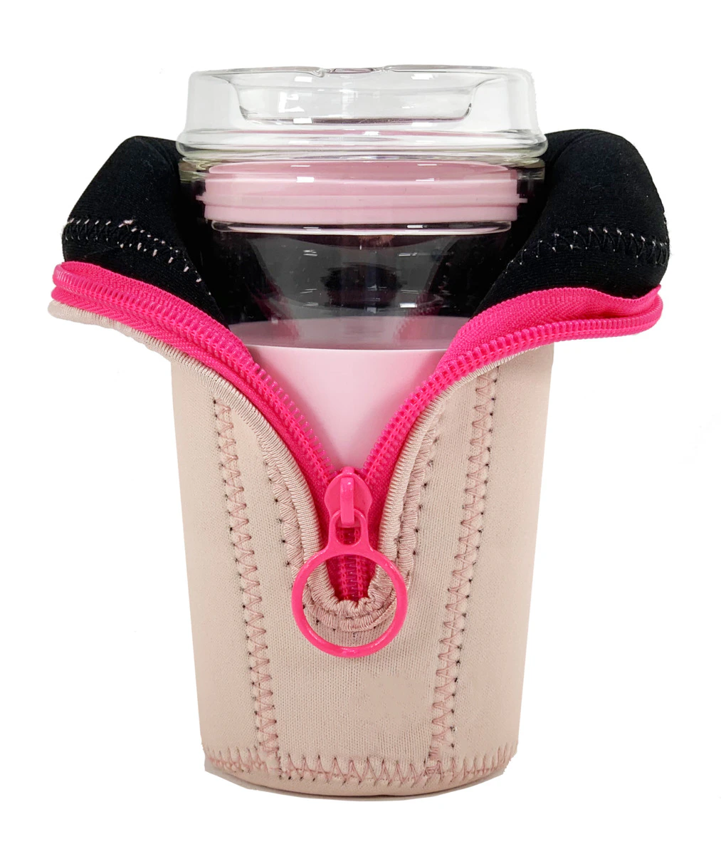 IOco 12oz Travel Cup Jacket Accessory - Pink | Hot Pink Zipper