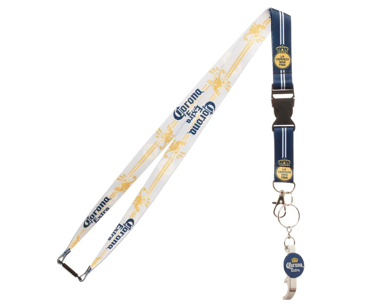 Corona Extra White Navy Lanyard with Bottle Opener